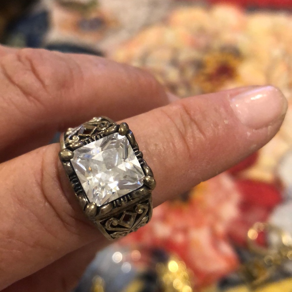 Sterling silver ring with white topaz